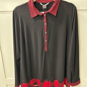 Peter Nygard Women’s Black and Red Button Down Shirt